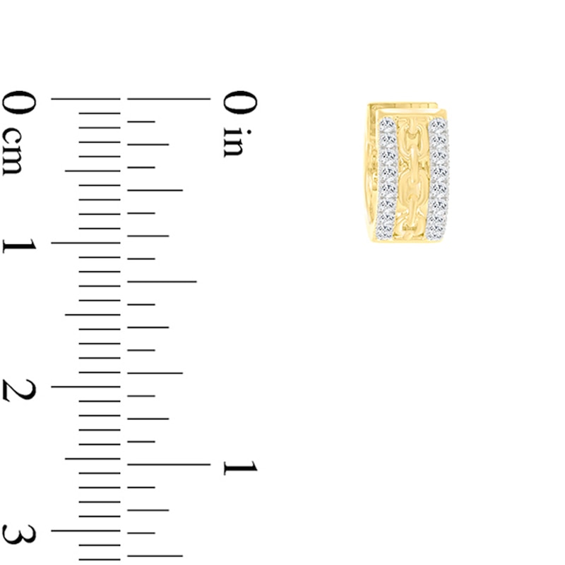 Main Image 2 of 1/4 CT. T.W. Diamond Chain Link Huggie Hoop Earrings in 10K Gold
