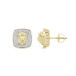 1/4 CT. T.W. Diamond Lion’s Head Cushion Frame Stud Earrings in 10K Gold