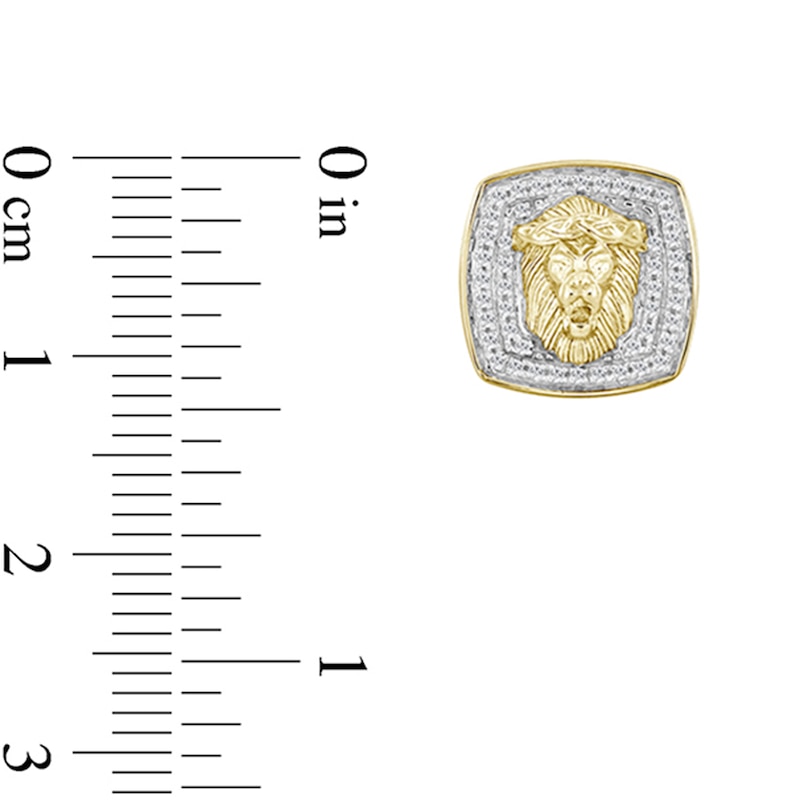 Main Image 2 of 1/4 CT. T.W. Diamond Lion’s Head Cushion Frame Stud Earrings in 10K Gold