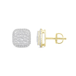 1/2 CT. T.W. Certified Lab-Grown Multi-Diamond Cushion Frame Stud Earrings in 10K Gold (F/SI2)