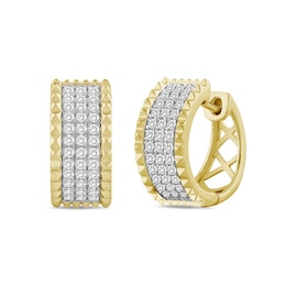 1/2 CT. T.W. Diamond Spiked-Edge Huggie Hoop Earrings in 10K Gold
