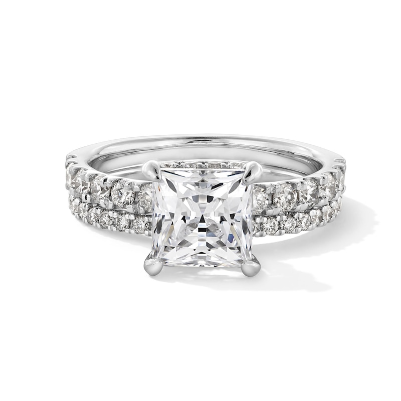 Main Image 1 of 3 CT. T.W. Certified Lab-Grown Diamond Princess-Cut Bridal Set in 14K White Gold (F/VS2)