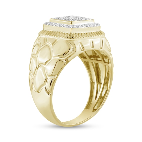 1/2 CT. T.w. Multi-Diamond Nugget Signet Ring in 10K Gold