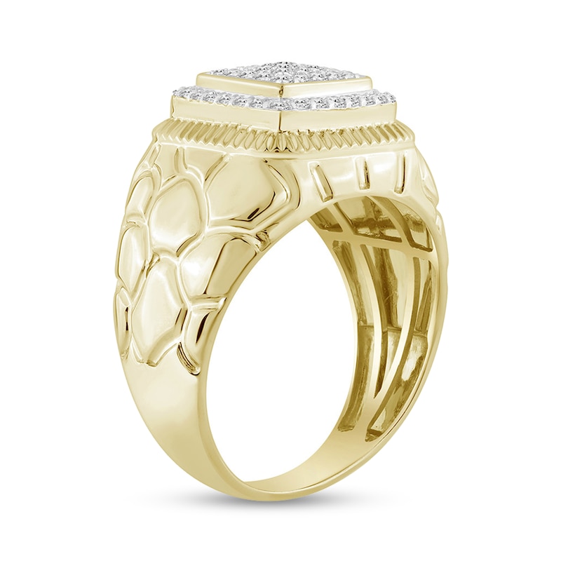 Main Image 2 of 1/2 CT. T.W. Multi-Diamond Nugget Signet Ring in 10K Gold