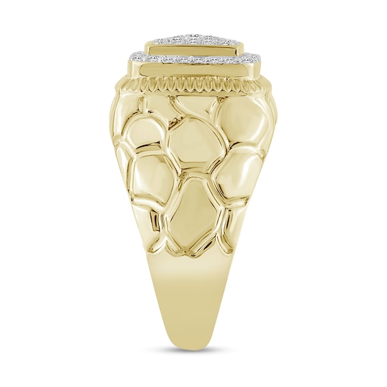 1/2 CT. T.w. Multi-Diamond Nugget Signet Ring in 10K Gold