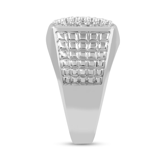 1 CT. T.w. Lab-Grown Multi-Diamond Cushion Signet Ring in 10K White Gold (F/Vs2)