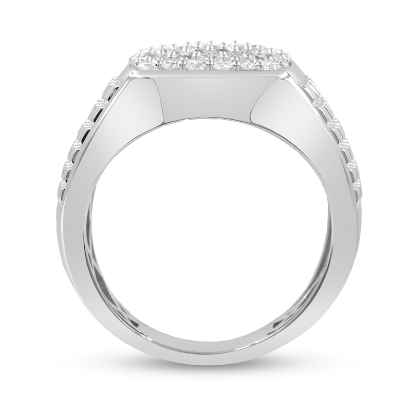 Main Image 3 of 1 CT. T.W.  Lab-Grown Multi-Diamond Cushion Signet Ring in 10K White Gold (F/VS2)