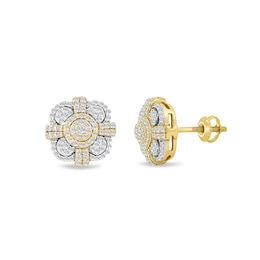 1/2 CT. T.W. Multi-Diamond Clover Stud Earrings in 10K Gold
