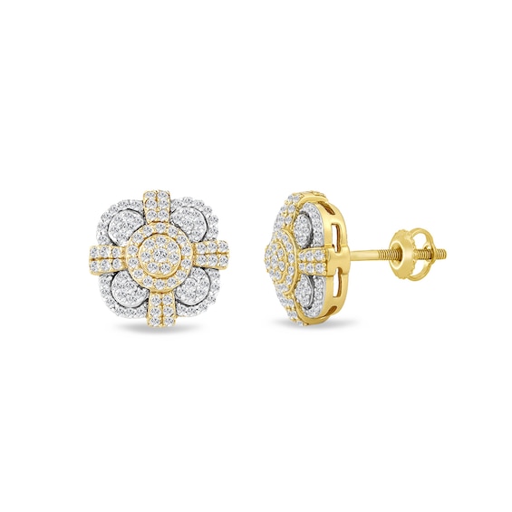 1/2 CT. T.w. Multi-Diamond Clover Stud Earrings in 10K Gold