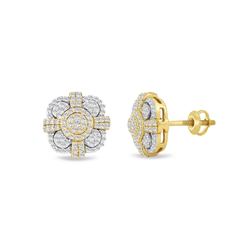 Main Image 1 of 1/2 CT. T.W. Multi-Diamond Clover Stud Earrings in 10K Gold