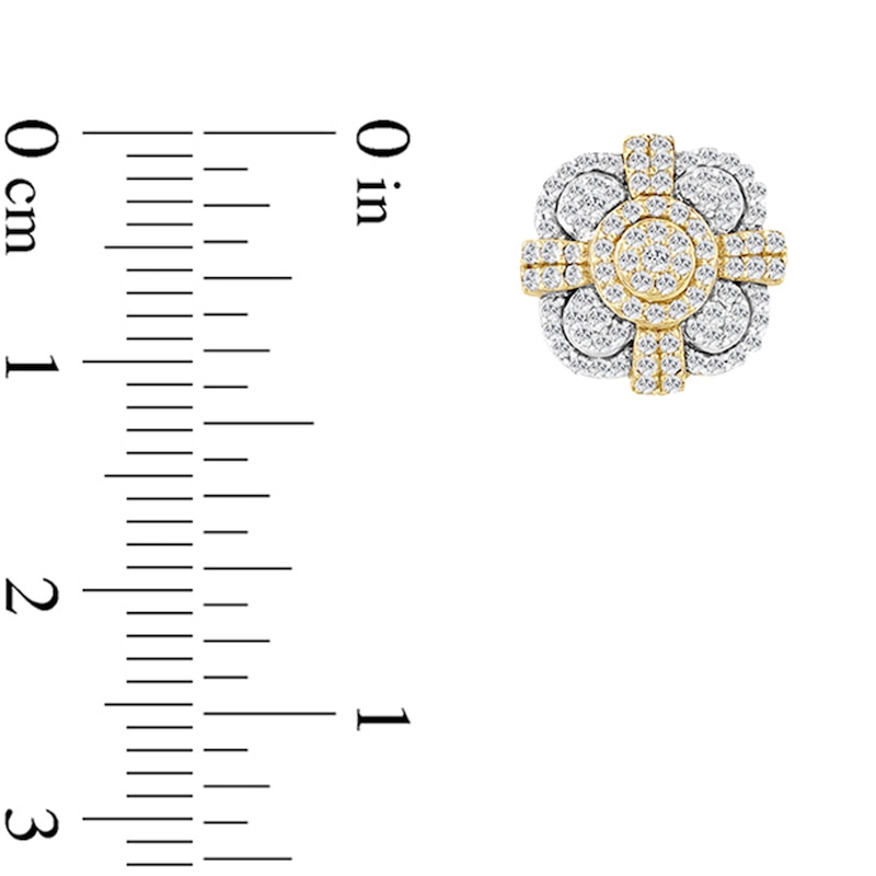 Main Image 2 of 1/2 CT. T.W. Multi-Diamond Clover Stud Earrings in 10K Gold