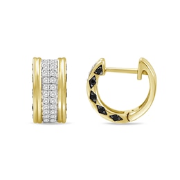 1/2 CT. T.W. Black and White Diamond Hoop Earrings in 10K Gold