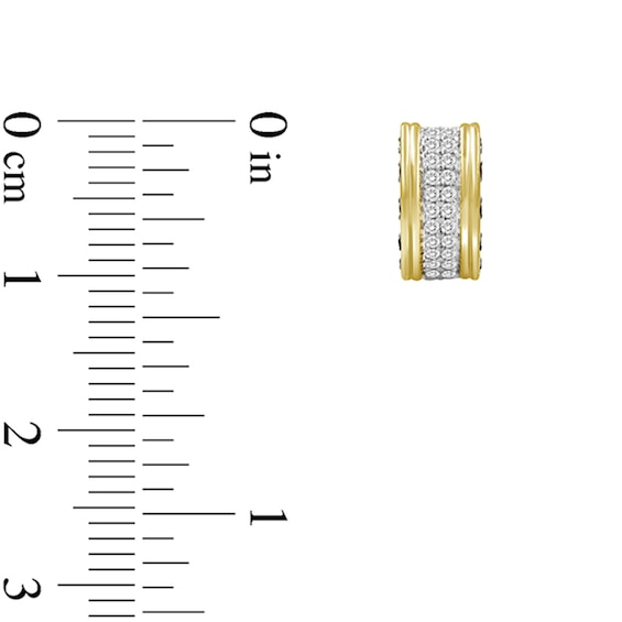 1/2 CT. T.w. Black and White Diamond Hoop Earrings in 10K Gold