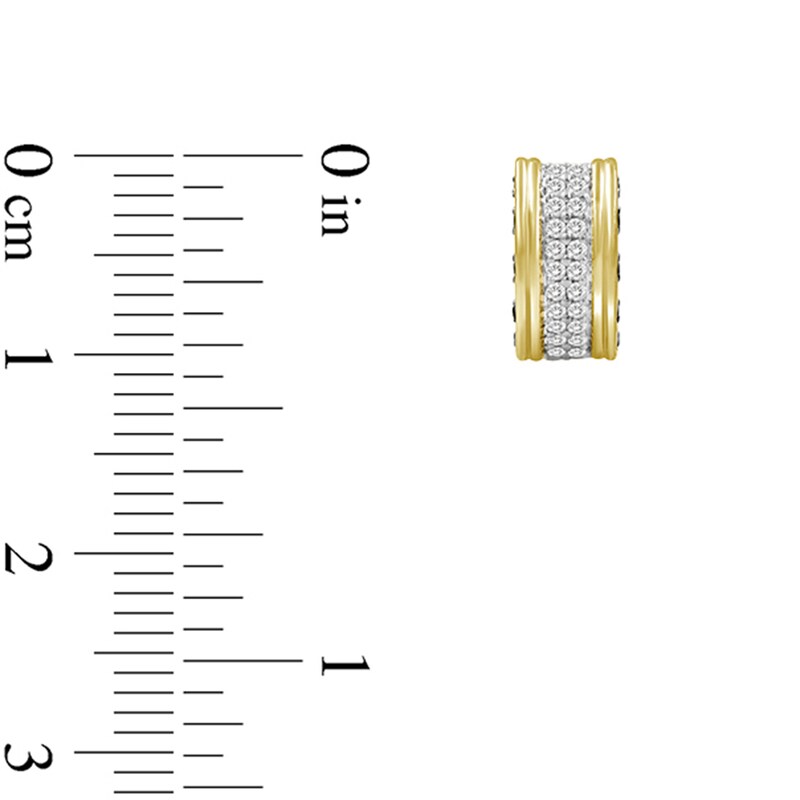 Main Image 2 of 1/2 CT. T.W. Black and White Diamond Hoop Earrings in 10K Gold
