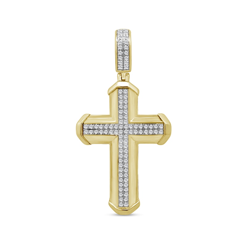 Main Image 1 of 1/3 CT. T.W. Diamond Cross Necklace Charm in 10K Gold