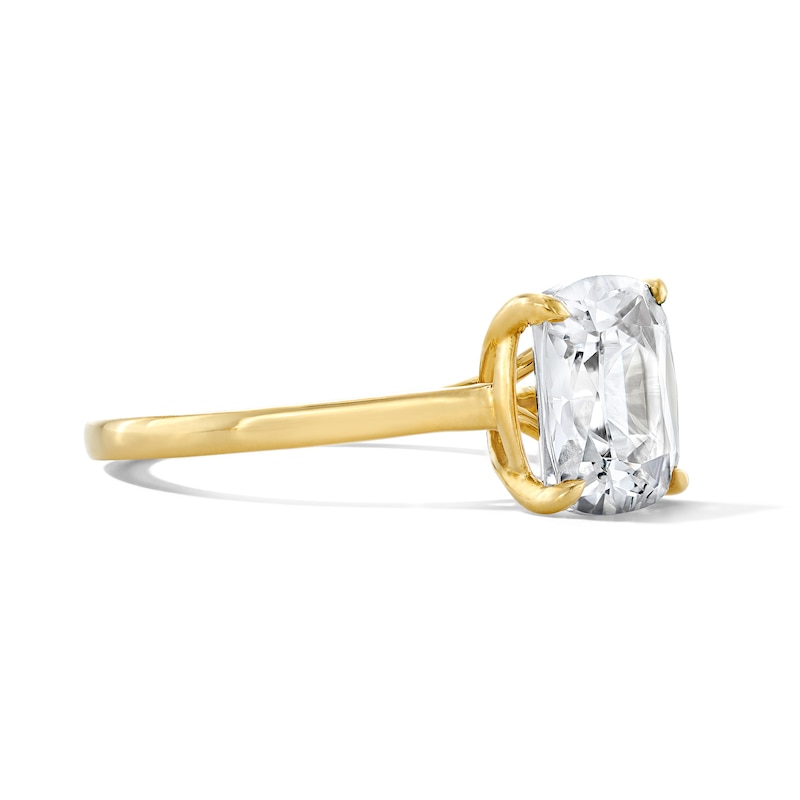 Main Image 4 of 3 CT. T.W. Certified Lab-Grown Diamond Cushion-Cut Solitaire Engagement Ring in 14K Gold (F/VS2)