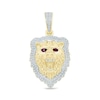 Thumbnail Image 1 of 1/3 CT. T.W. Diamond and Lab-Created Ruby Growling Bear Necklace Charm in 10K Gold
