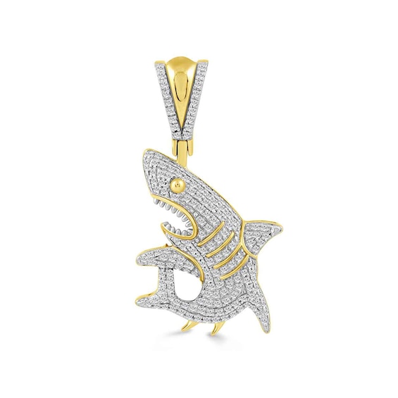 1/3 CT. T.w. Diamond Shark Necklace Charm in 10K Gold