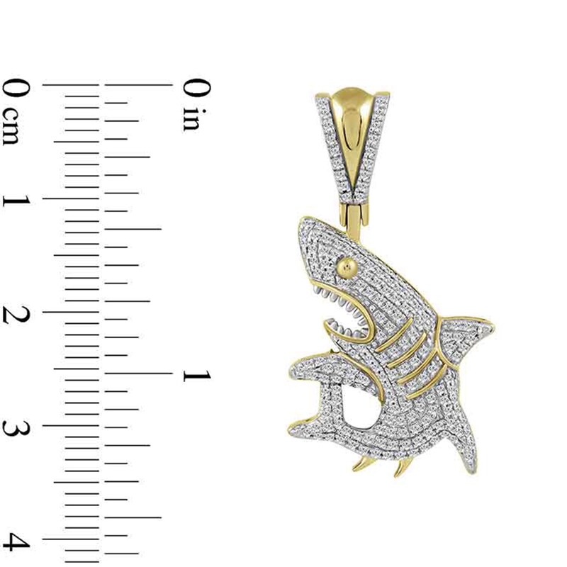 Main Image 2 of 1/3 CT. T.W. Diamond Shark Necklace Charm in 10K Gold