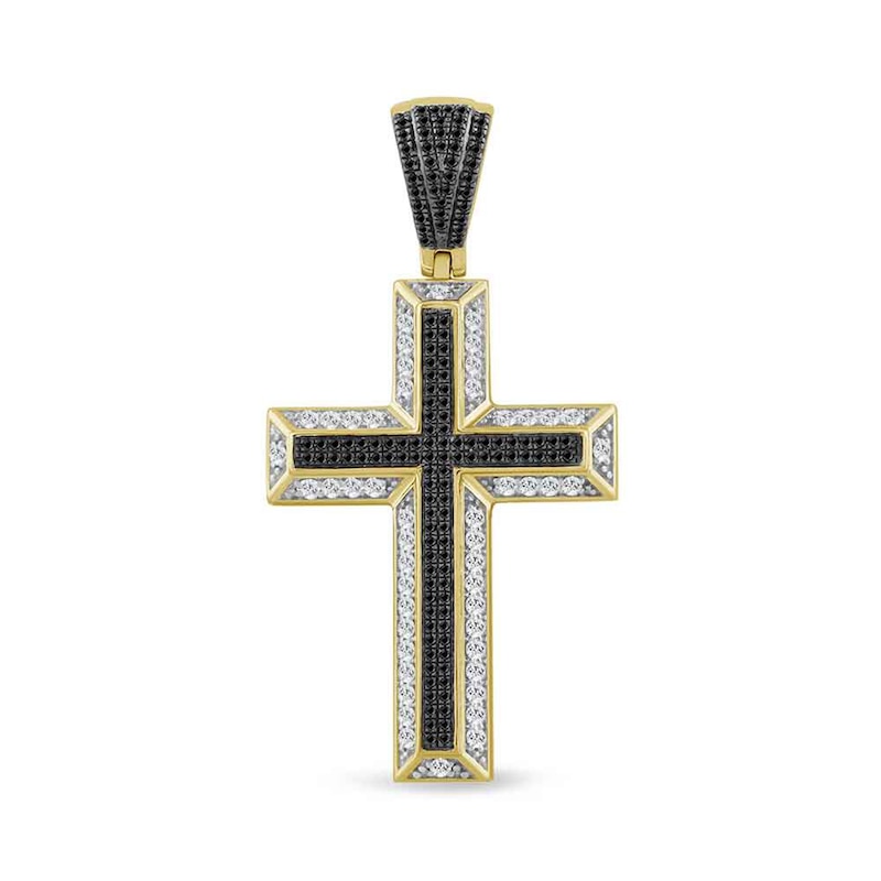 Main Image 1 of 1 CT. T.W. Black and White Diamond Cross Necklace Charm in 10K Gold