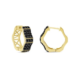 1 CT. T.W. Black Diamond Huggie Hoop Earrings in 10K Gold