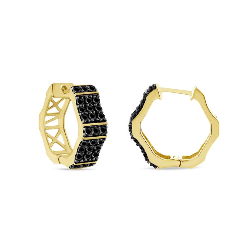 Main Image 1 of 1 CT. T.W. Black Diamond Huggie Hoop Earrings in 10K Gold