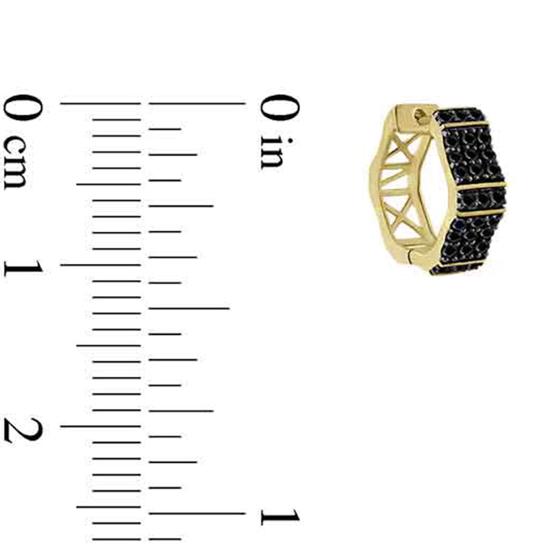 Main Image 2 of 1 CT. T.W. Black Diamond Huggie Hoop Earrings in 10K Gold