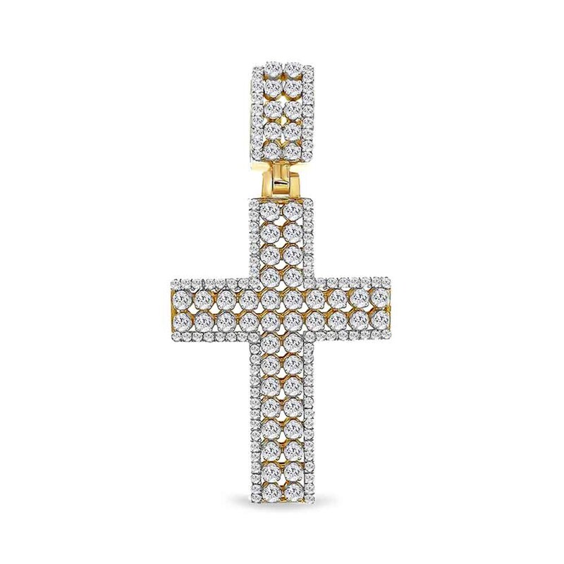 Main Image 1 of 3/4 CT. T.W. Diamond Cross Necklace Charm in 10K Gold