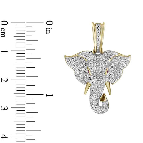 1/5 CT. T.w. Diamond and Lab-Created Ruby Elephant Head Necklace Charm in 10K Gold