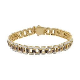3 CT. T.W. Brown and White Diamond Open Link Bracelet in 10K Gold - 8.5"