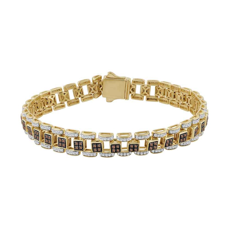 Main Image 1 of 3 CT. T.W. Brown and White Diamond Open Link Bracelet in 10K Gold - 8.5"