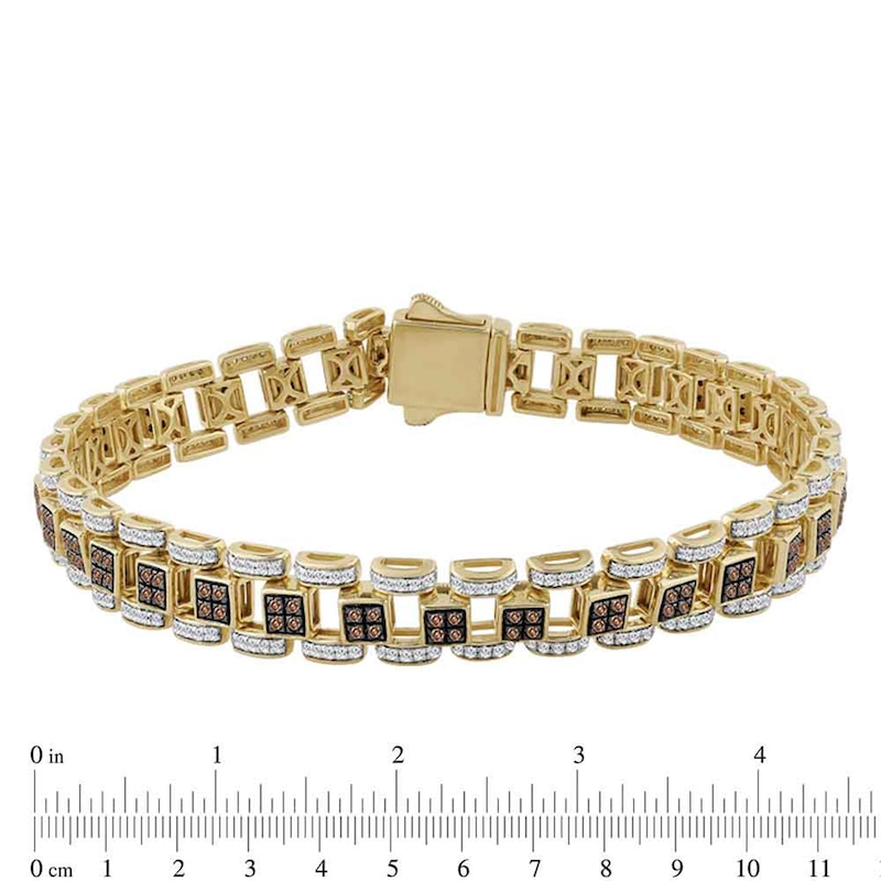 Main Image 3 of 3 CT. T.W. Brown and White Diamond Open Link Bracelet in 10K Gold - 8.5"