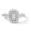 Thumbnail Image 1 of Vera Wang Love 1 CT. T.W. Emerald-Cut Diamond Double Frame Engagement Ring with in 14K White Gold