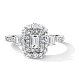 Vera Wang Love 1 CT. T.W. Emerald-Cut Diamond Double Frame Engagement Ring with in 14K White Gold