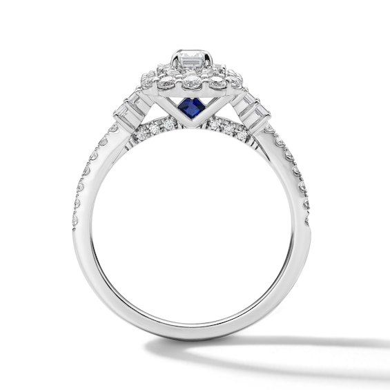 Vera Wang Love 1 CT. T.w. Emerald-Cut Diamond Double Frame Engagement Ring with in 14K White Gold
