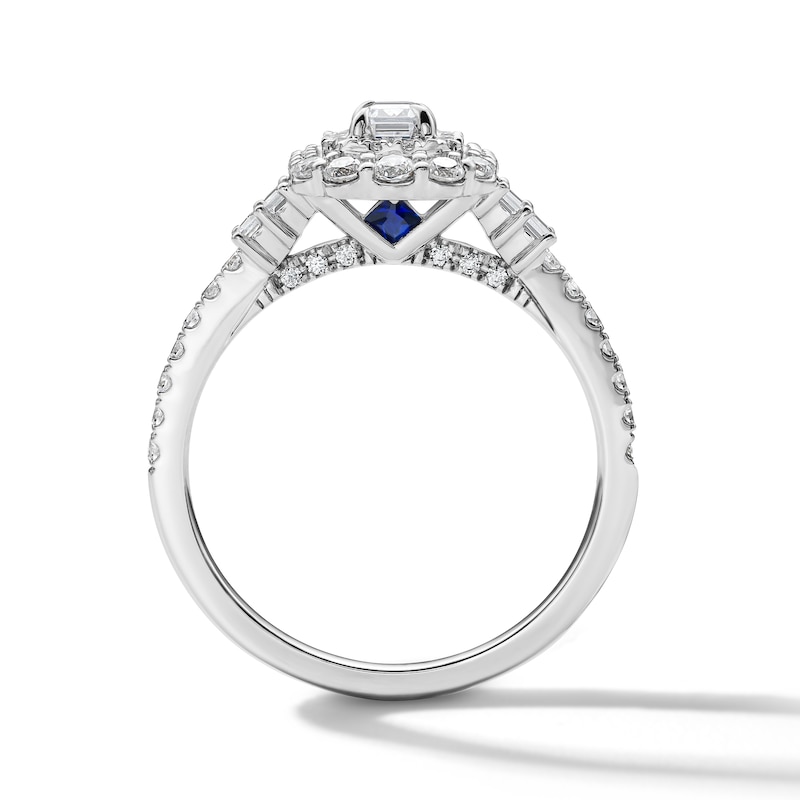 Main Image 3 of Vera Wang Love 1 CT. T.W. Emerald-Cut Diamond Double Frame Engagement Ring with in 14K White Gold