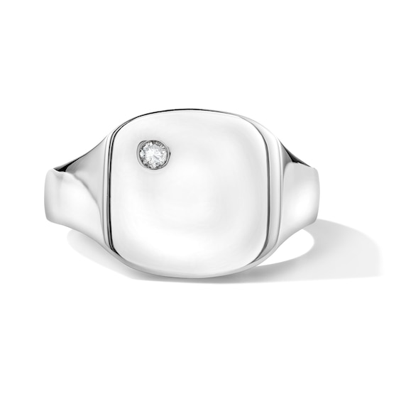 1/20 CT. T.w. Bezel-Set Diamond Signet Ring in Sterling Silver