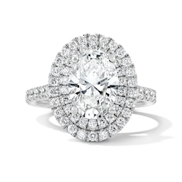 3 CT. T.W. Oval Certified Lab-Grown Diamond Double-Frame Engagement Ring in 14K White Gold (F/VS2)
