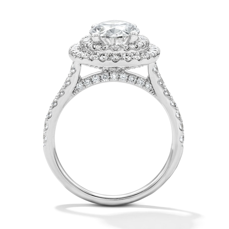 Main Image 2 of 3 CT. T.W. Oval Certified Lab-Grown Diamond Double-Frame Engagement Ring in 14K White Gold (F/VS2)