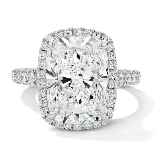 Vera Wang Love 6-3/4 CT. T.w. Cushion-Cut Certified Lab-Grown Diamond Frame Engagement Ring in 14K White Gold (F/Vs2)