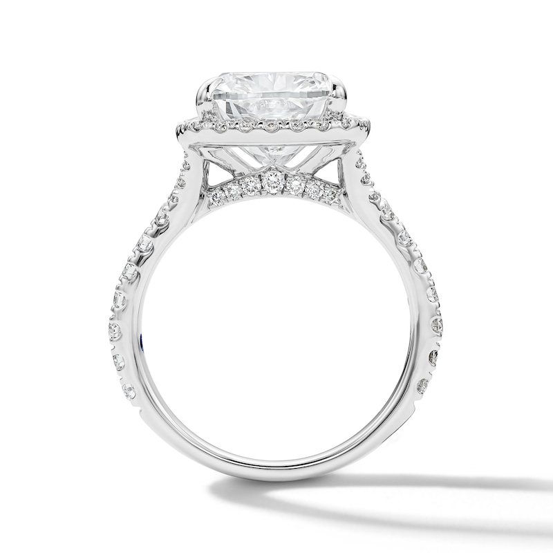 Main Image 3 of Vera Wang Love 6-3/4 CT. T.W. Cushion-Cut Certified Lab-Grown Diamond Frame Engagement Ring in 14K White Gold (F/VS2)