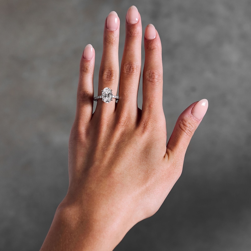 Main Image 2 of 4-1/2 CT. T.W. Oval Certified Lab-Grown Diamond Engagement Ring in 14K White Gold (F/VS2)