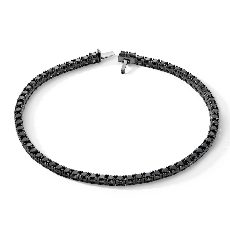 Main Image 1 of Black Spinel Tennis Bracelet in Black Rhodium-Plated Sterling Silver - 8.5"