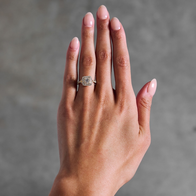 Main Image 2 of Vera Wang Love 7/8 CT. T.W. Diamond Frame Engagement Ring in 14K Gold