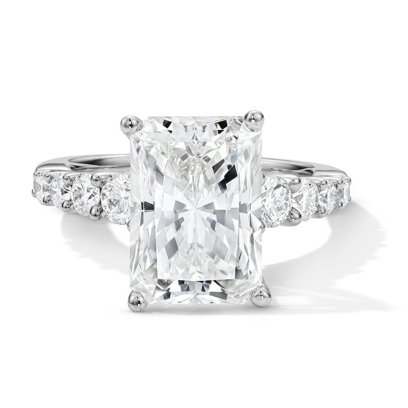 Main Image 1 of 5.69 CT. T.W. Certified Lab-Grown Diamond Radiant-Cut Engagement Ring in 14K White Gold (F/VS2)