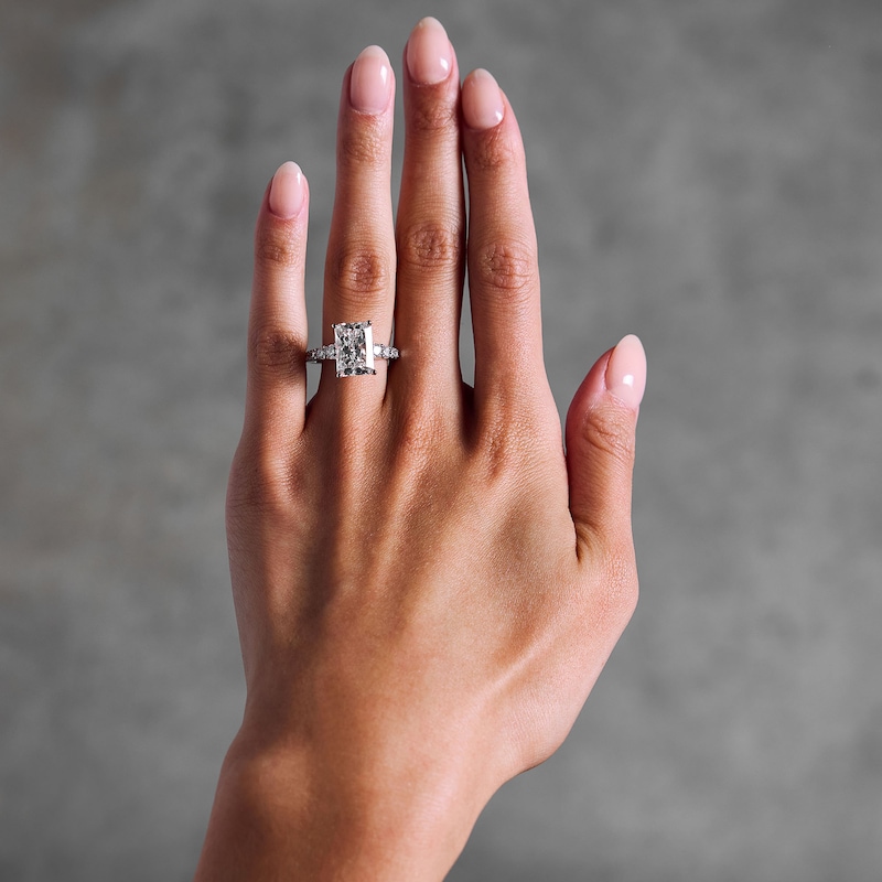 Main Image 2 of 5.69 CT. T.W. Certified Lab-Grown Diamond Radiant-Cut Engagement Ring in 14K White Gold (F/VS2)