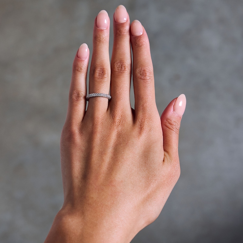 Main Image 2 of Vera Wang Love Collection 3/4 CT. T.W. Certified Lab-Grown Diamond Three-Sided Band in 14K White Gold (F/VS2)