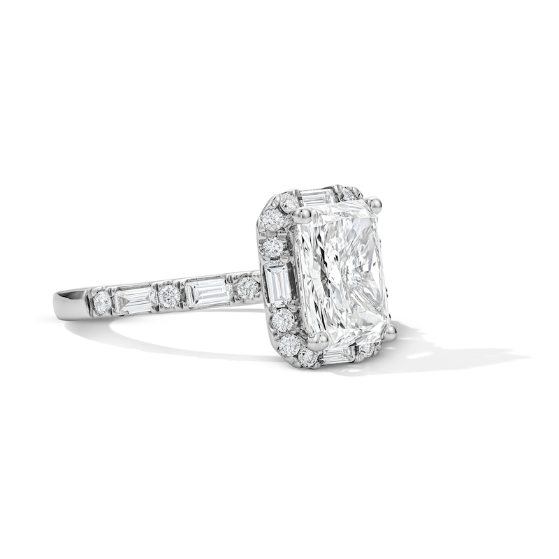Main Image 4 of 2-5/8 CT. T.W. Radiant-Cut Certified Lab-Grown Diamond Frame Engagement Ring in 14K White Gold (F/VS2)