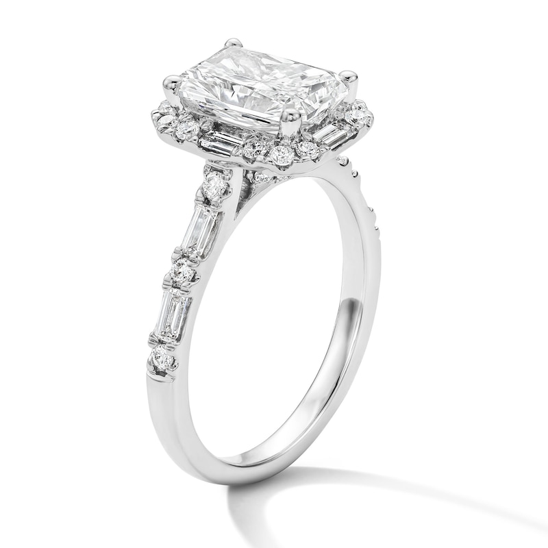 Main Image 5 of 2-5/8 CT. T.W. Radiant-Cut Certified Lab-Grown Diamond Frame Engagement Ring in 14K White Gold (F/VS2)