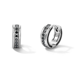 1/3 CT. T.W. Black Diamond Pavé-Set Hoop Earrings in Sterling Silver